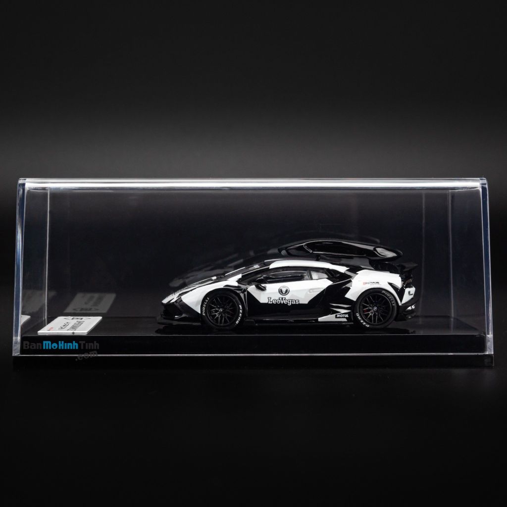 Mô hình siêu xe Lamborghini Huracan LeoVegas 1:64 JEC white/black (9)