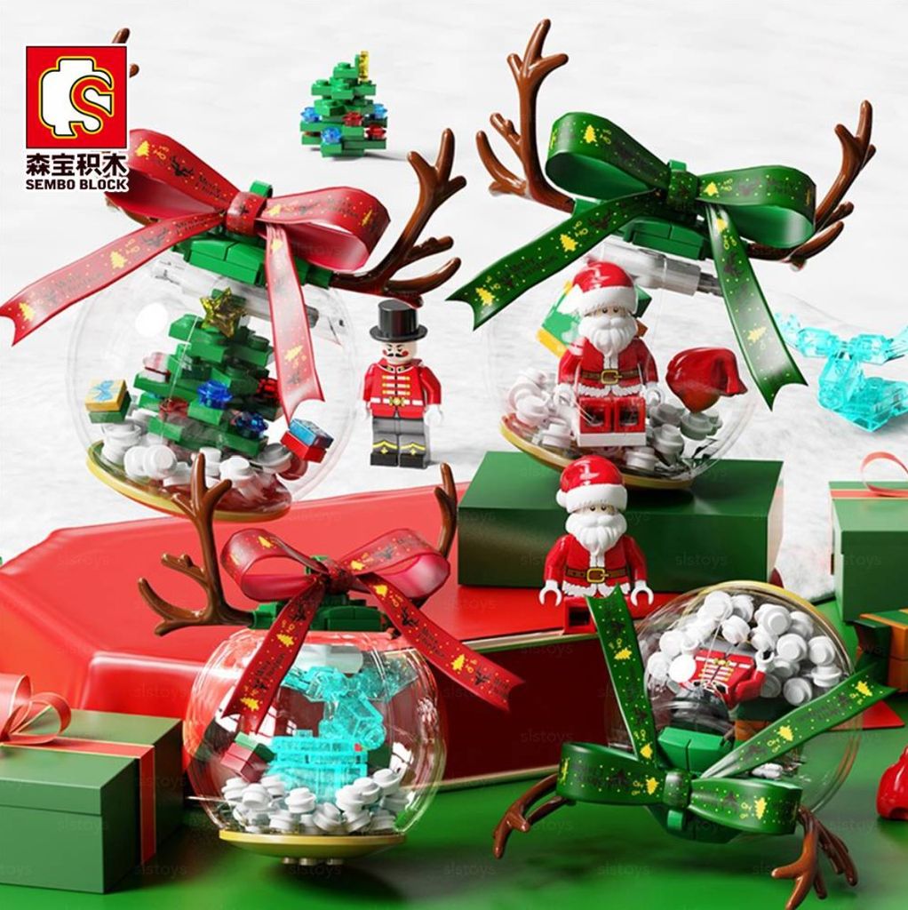 Bộ xếp hình Non Lego quả châu trang trí noel Sembo