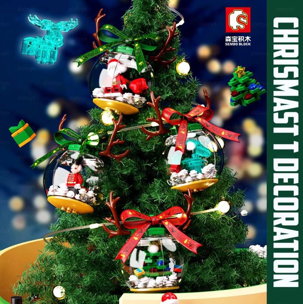 Bộ xếp hình Non Lego quả châu trang trí noel Sembo