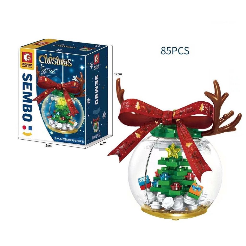 Bộ xếp hình Non Lego quả châu trang trí noel Sembo