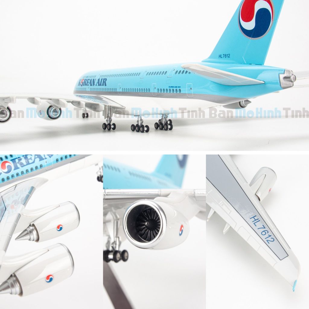 Mô hình máy bay Korean Air 47cm lắp ráp có đèn Everfly