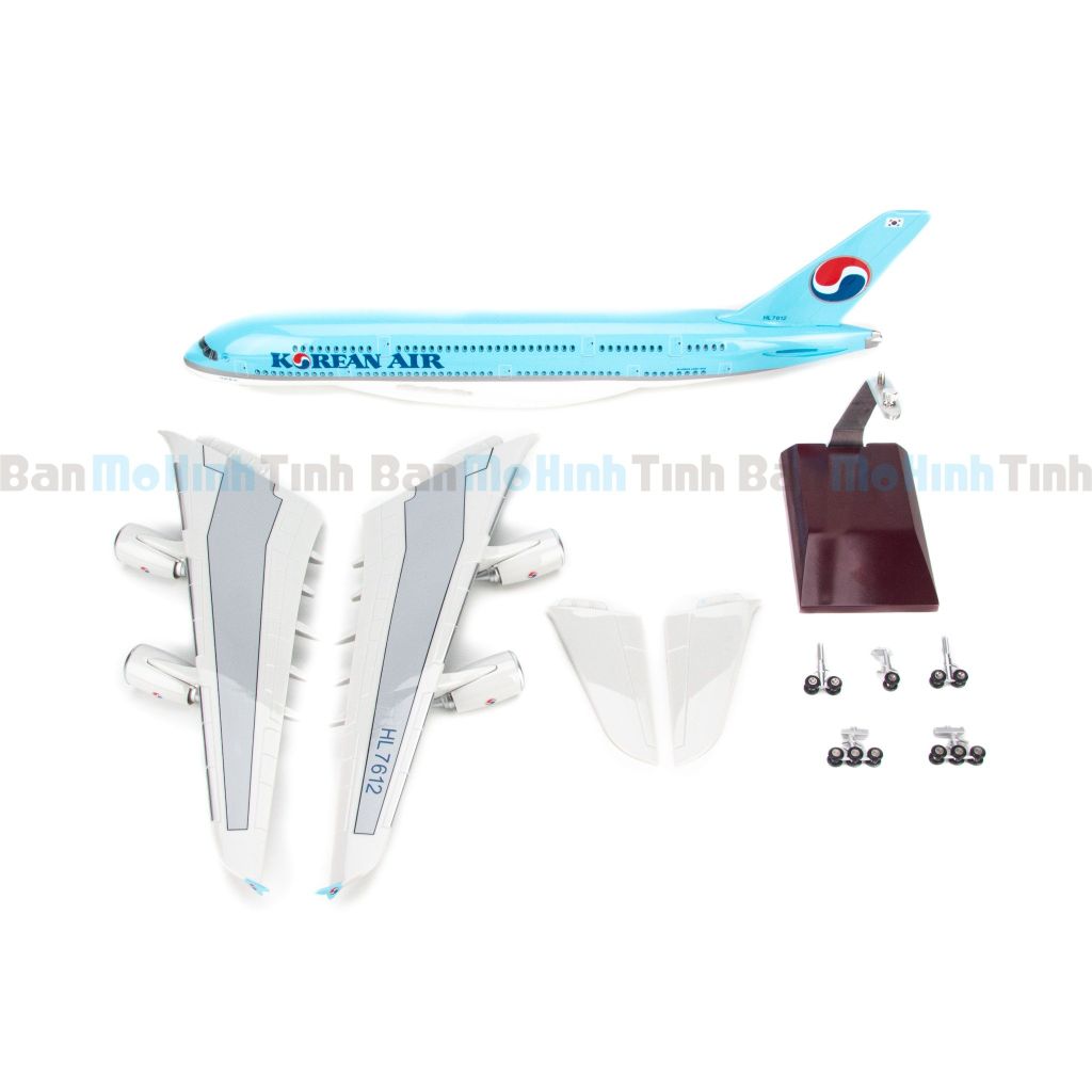 Mô hình máy bay Korean Air 47cm lắp ráp có đèn Everfly