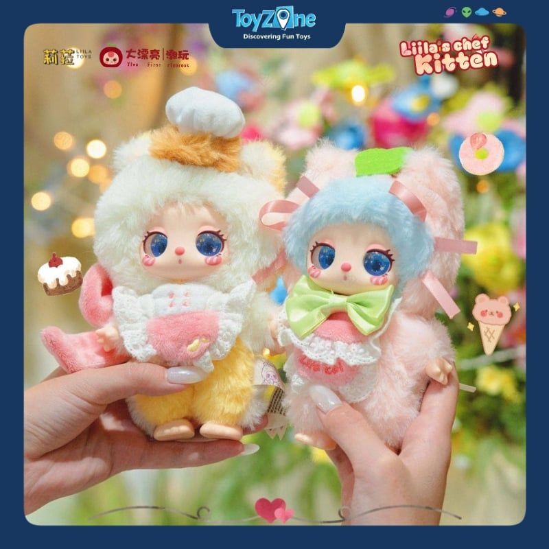 Mô hình Blind Box Móc khóa Gấu Bông Liila's Lucky Cat Chef Kitten V4 ( Chú Mèo Đầu Bếp ) LIILA TOYS