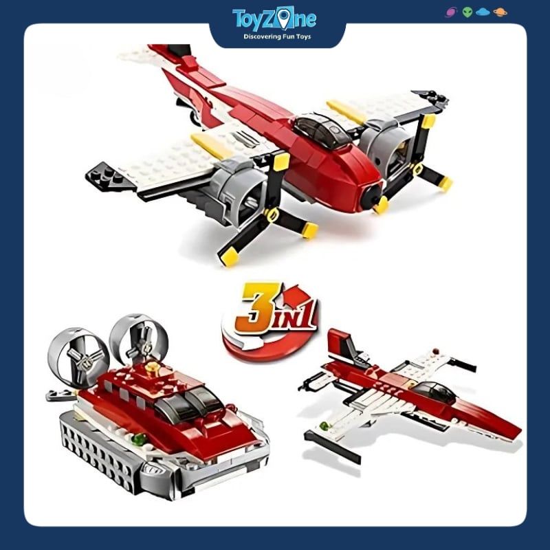 Bộ đồ chơi lắp ráp mô hình Máy Bay Chiến Đấu, Thuyền 3in1 DECOOL