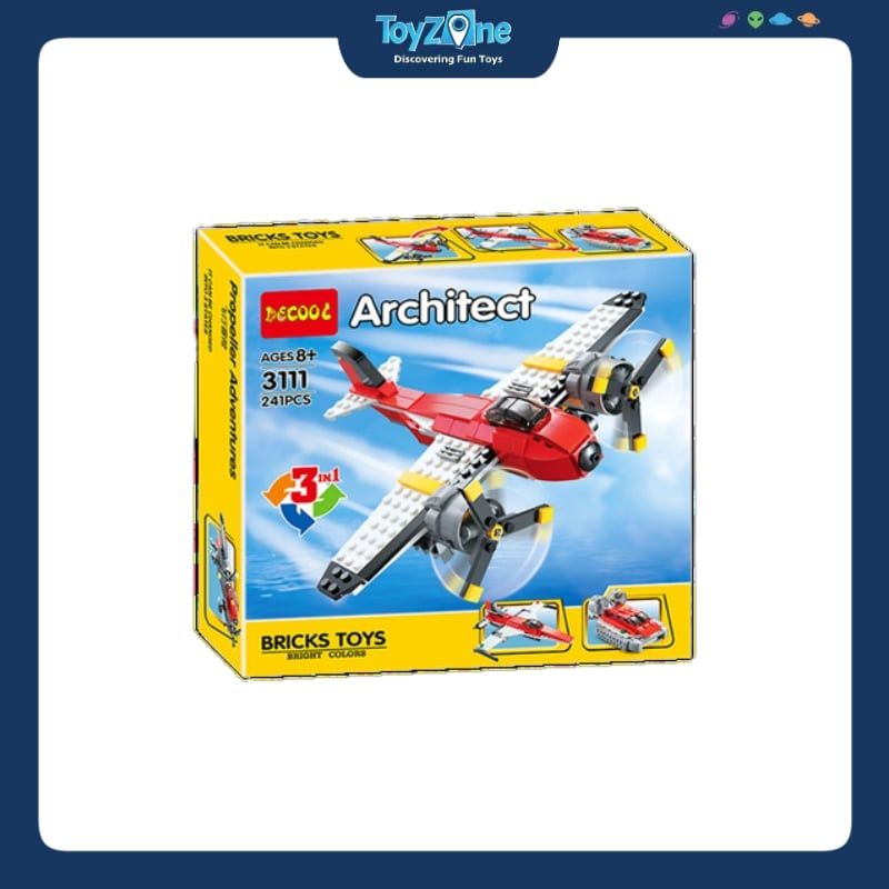 Bộ đồ chơi lắp ráp mô hình Máy Bay Chiến Đấu, Thuyền 3in1 DECOOL