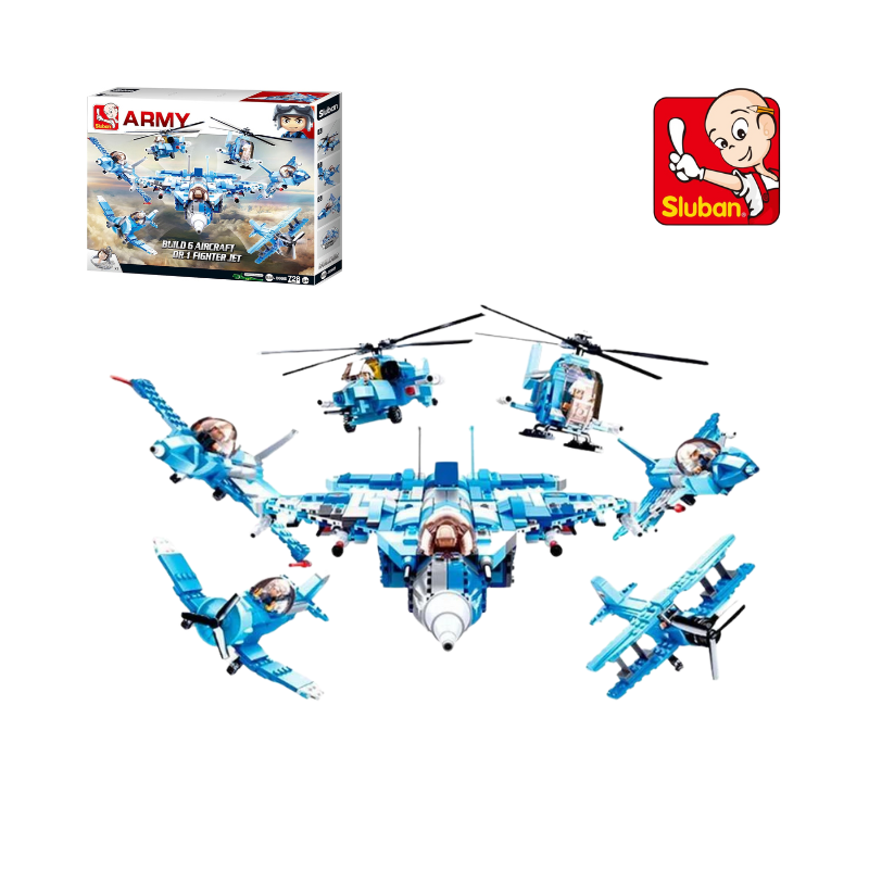 Bộ đồ chơi mô hình lắp ráp Máy Bay Phản Lực Chiến Đấu 6in1 SLUBAN