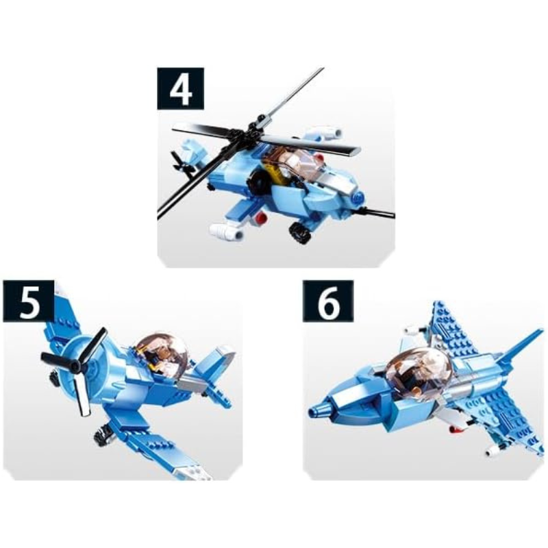 Bộ đồ chơi mô hình lắp ráp Máy Bay Phản Lực Chiến Đấu 6in1 SLUBAN