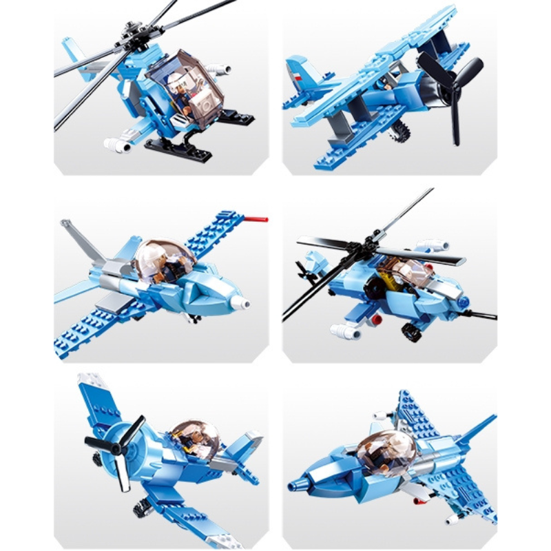 Bộ đồ chơi mô hình lắp ráp Máy Bay Phản Lực Chiến Đấu 6in1 SLUBAN