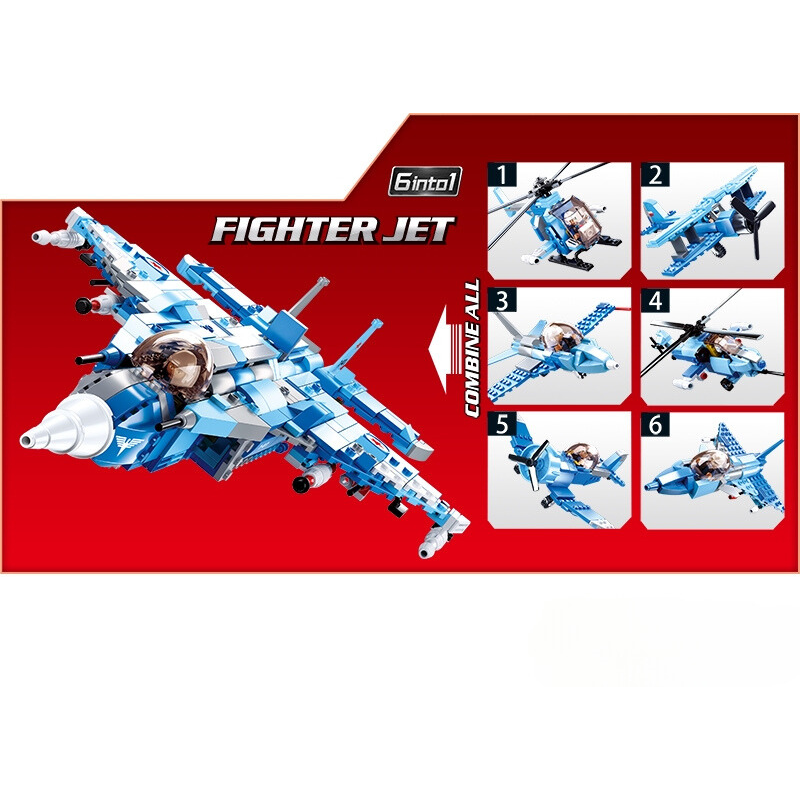 Bộ đồ chơi mô hình lắp ráp Máy Bay Phản Lực Chiến Đấu 6in1 SLUBAN
