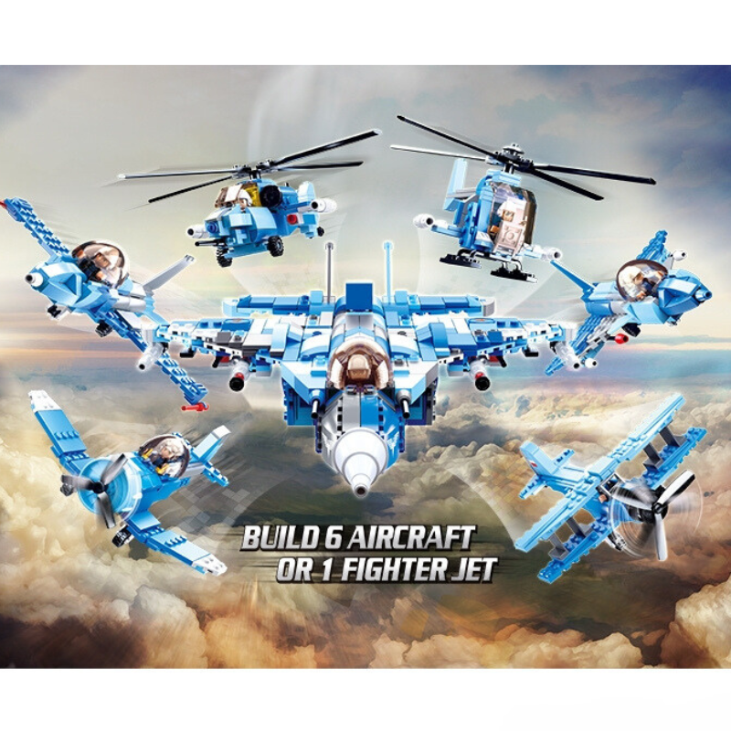 Bộ đồ chơi mô hình lắp ráp Máy Bay Phản Lực Chiến Đấu 6in1 SLUBAN