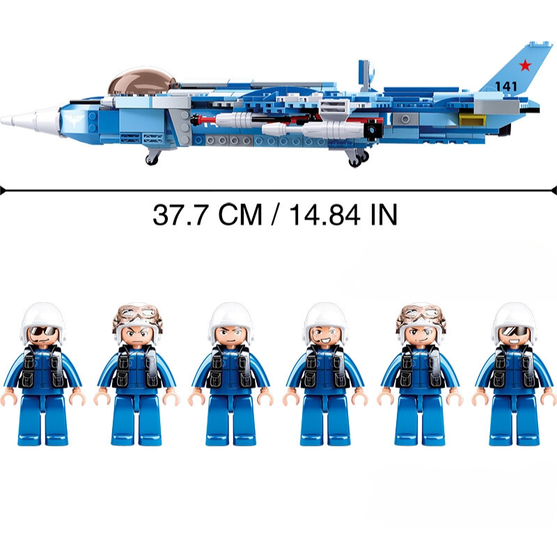 Bộ đồ chơi mô hình lắp ráp Máy Bay Phản Lực Chiến Đấu 6in1 SLUBAN