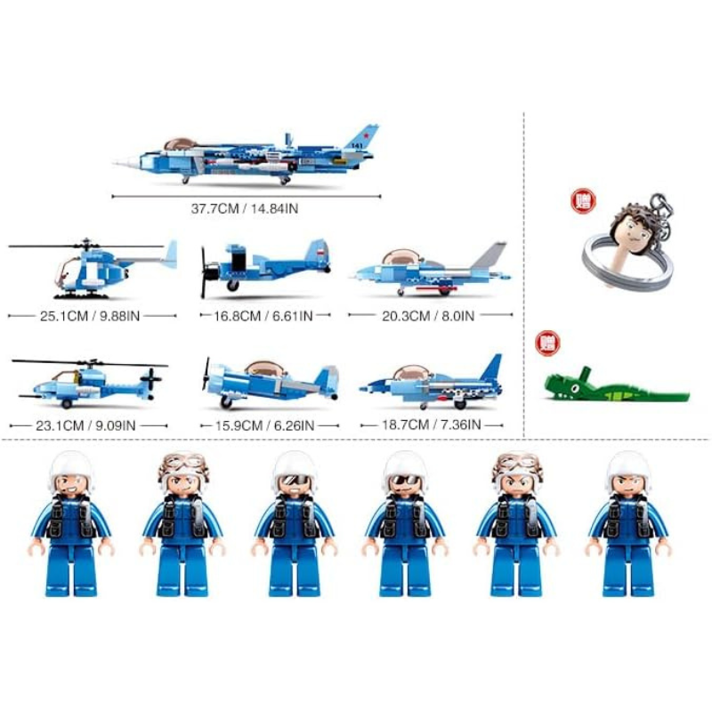 Bộ đồ chơi mô hình lắp ráp Máy Bay Phản Lực Chiến Đấu 6in1 SLUBAN