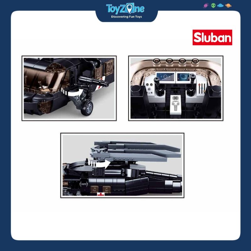Bộ đồ chơi mô hình lắp ráp Máy bay trực thăng Diều hâu đen Sluban