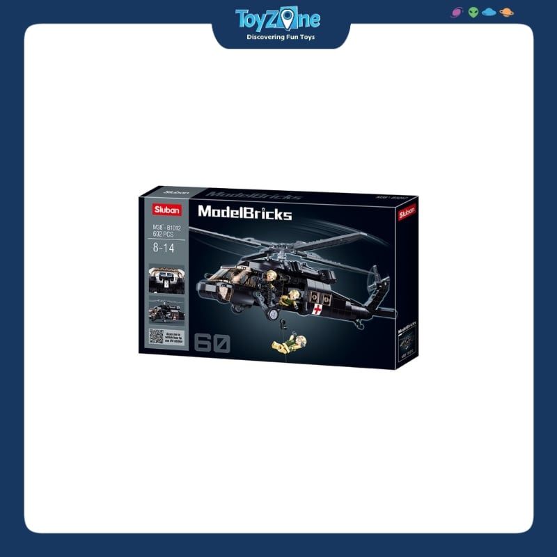 Bộ đồ chơi mô hình lắp ráp Máy bay trực thăng Diều hâu đen Sluban