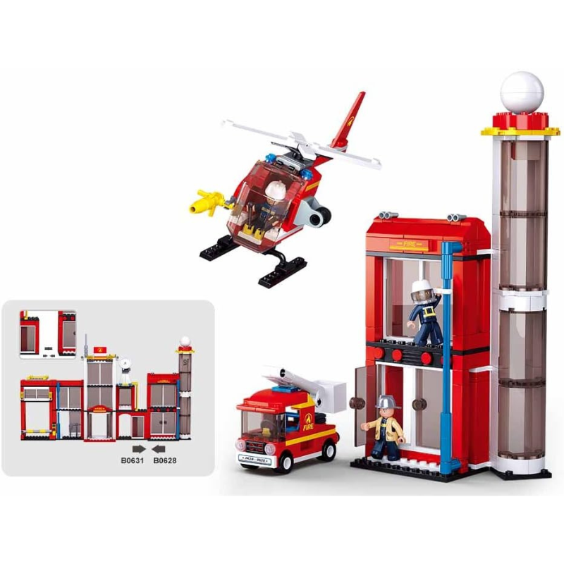 Bộ đồ chơi lắp ráp mô hình Trạm Cứu Hỏa Sluban