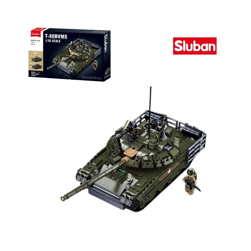 Bộ đồ chơi mô hình lắp ráp Xe tăng T-80BVMS 2in1 1:35 Sluban