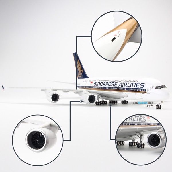 Mô hình máy bay Singapore Airlines 47cm lắp ráp có đèn Everfly