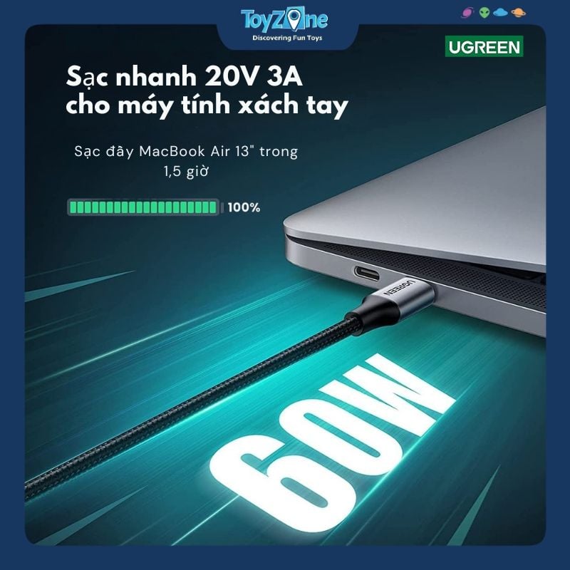 Dây Sạc Nhanh Type-C 60W C To C UGREEN