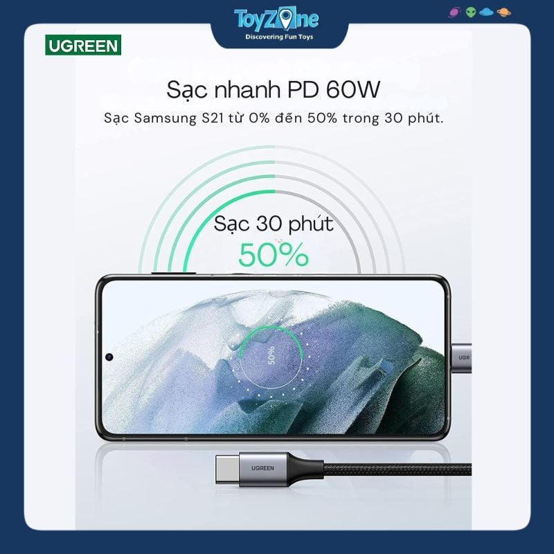 Dây Sạc Nhanh Type-C 60W C To C UGREEN
