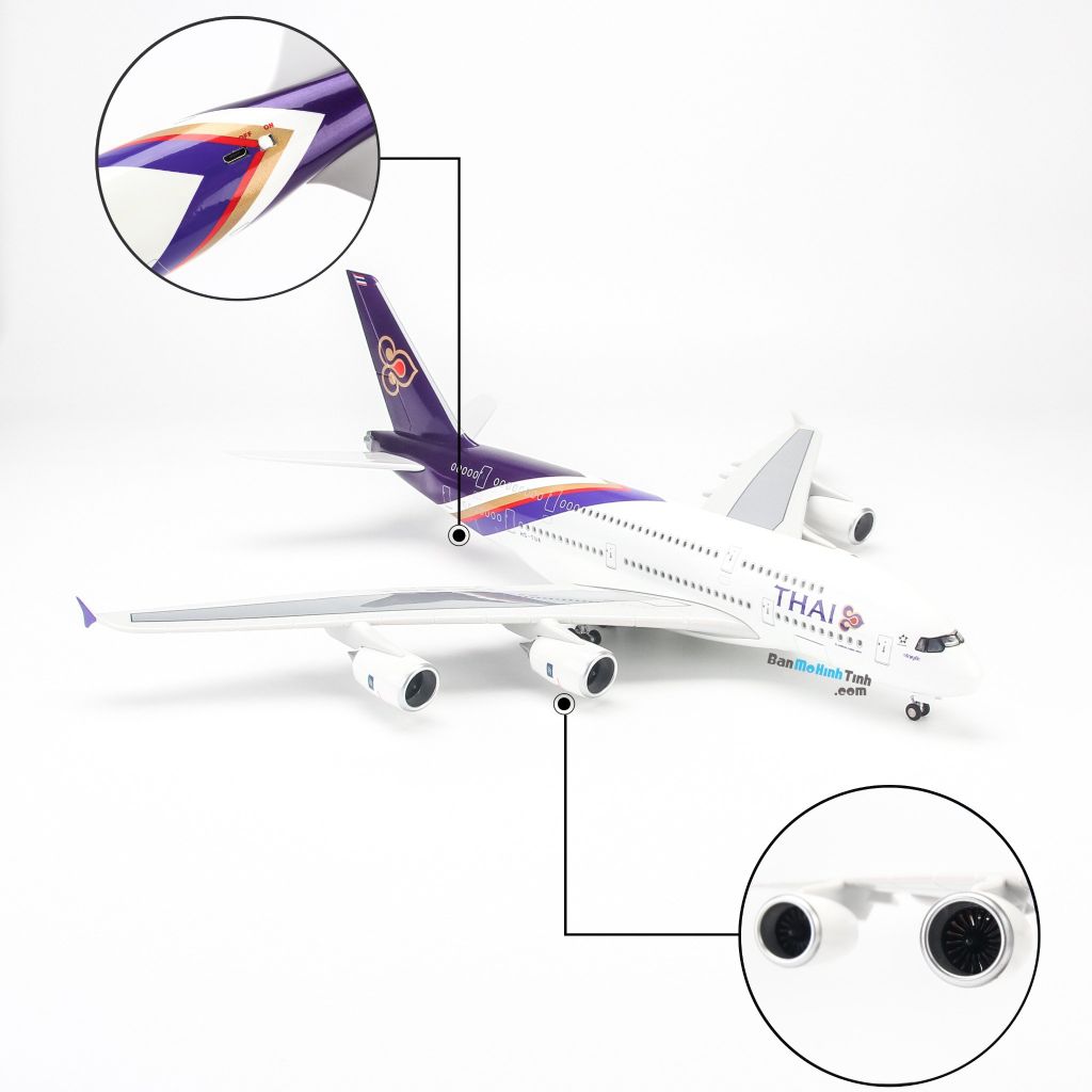 Mô hình máy bay Thai Airways 47cm lắp ráp có đèn Everfly