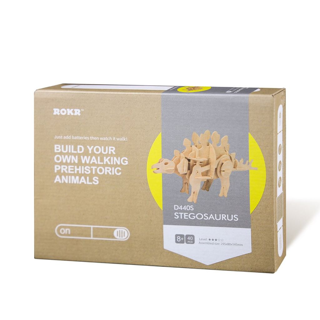 Mô hình gỗ lắp ráp 3D Robotic Stegosaurus (Khủng Long Kiếm) (Wood Color) - Robotime  D440 - WP038