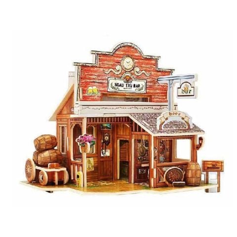 Mô hình gỗ lắp ráp 3D American Bar (Quán Bar Kiểu Mỹ) (Mixed Color) - Robotime F138 - WP115