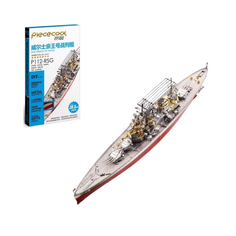 Mô hình kim loại lắp ráp 3D Thiết Giáp Hạm HMS Prince Of Wales (Silver, Red, Gold) – Piececool MP597