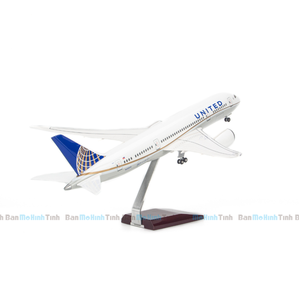 Mô hình máy bay United Airlines Boeing 47cm lắp ráp có đèn Everfly