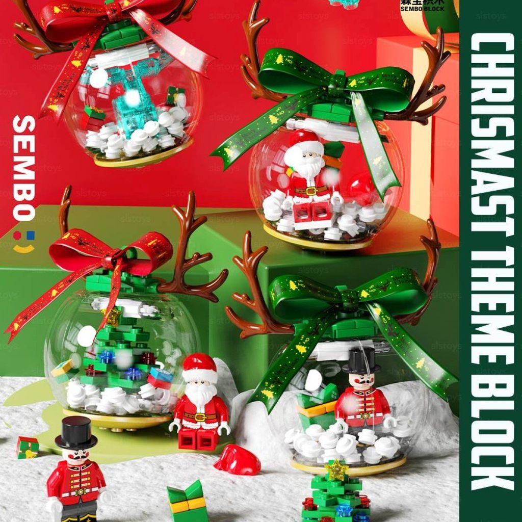 Bộ xếp hình Non Lego quả châu trang trí noel Sembo
