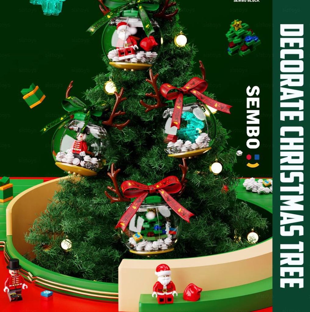 Bộ xếp hình Non Lego quả châu trang trí noel Sembo