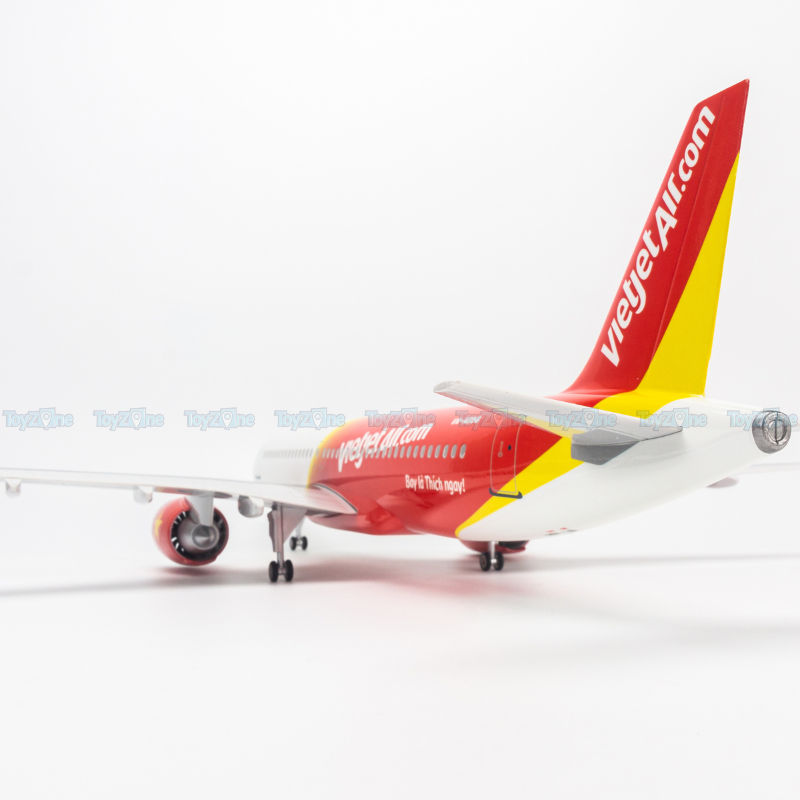 Mô hình máy bay Airbus Vietjet Air 47cm lắp ráp có đèn Everfly VG93