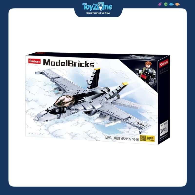 Bộ đồ chơi mô hình lắp ráp Máy bay chiến đấu tiêm kích FA-18E Super Bumblebee Sluban