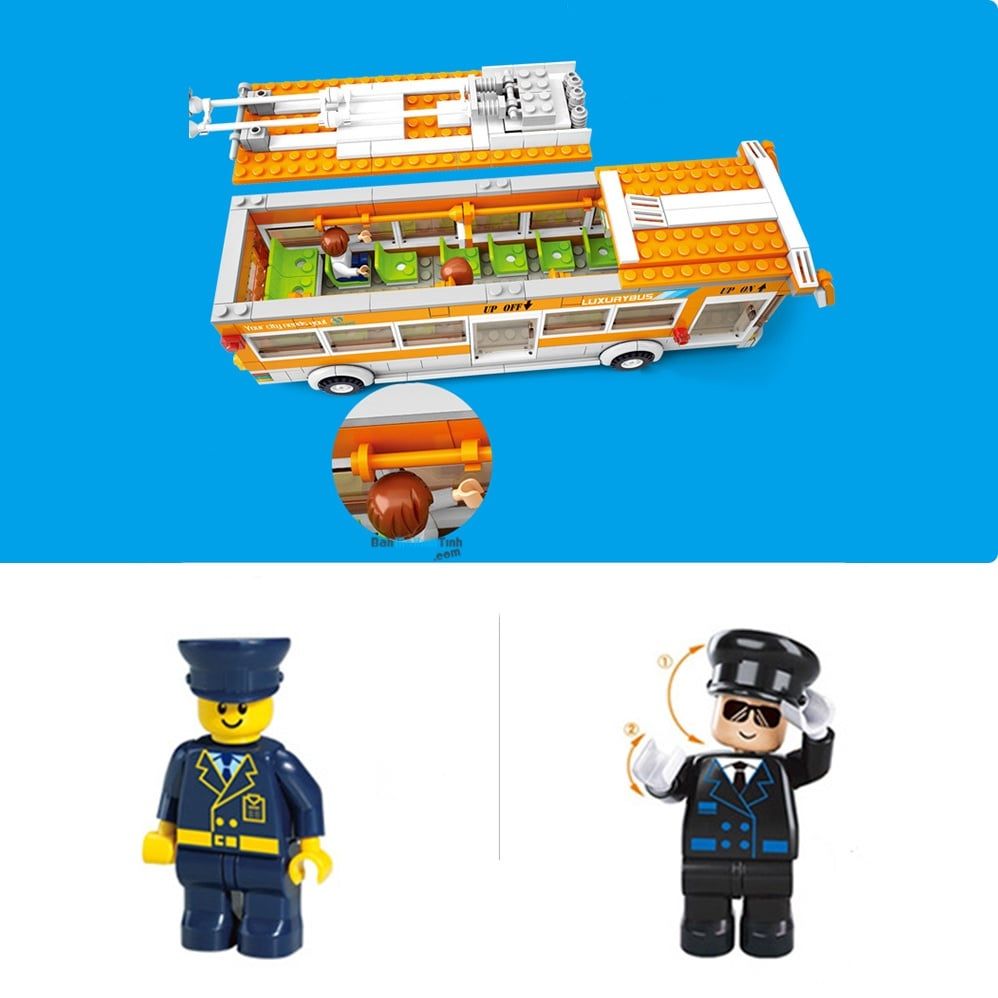 Bộ đồ chơi mô hình lắp ráp Xe điện thành phố và trạm dừng Sluban