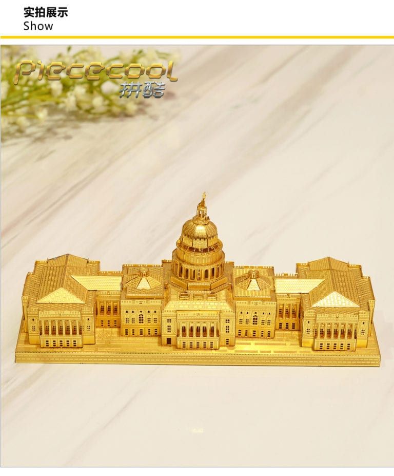 Mô hình kim loại lắp ráp 3D US Capitol (Tòa Nhà Quốc Hội Mỹ) (Gold) - Piececool MP091