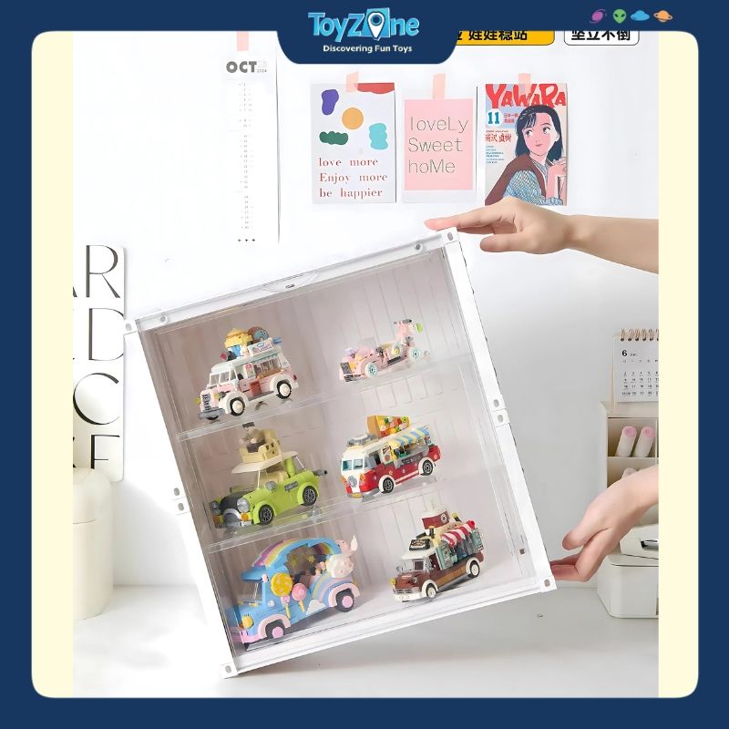 Hộp Trưng Bày Đồ Chơi Mô Hình Kiểu Container 2 Tầng