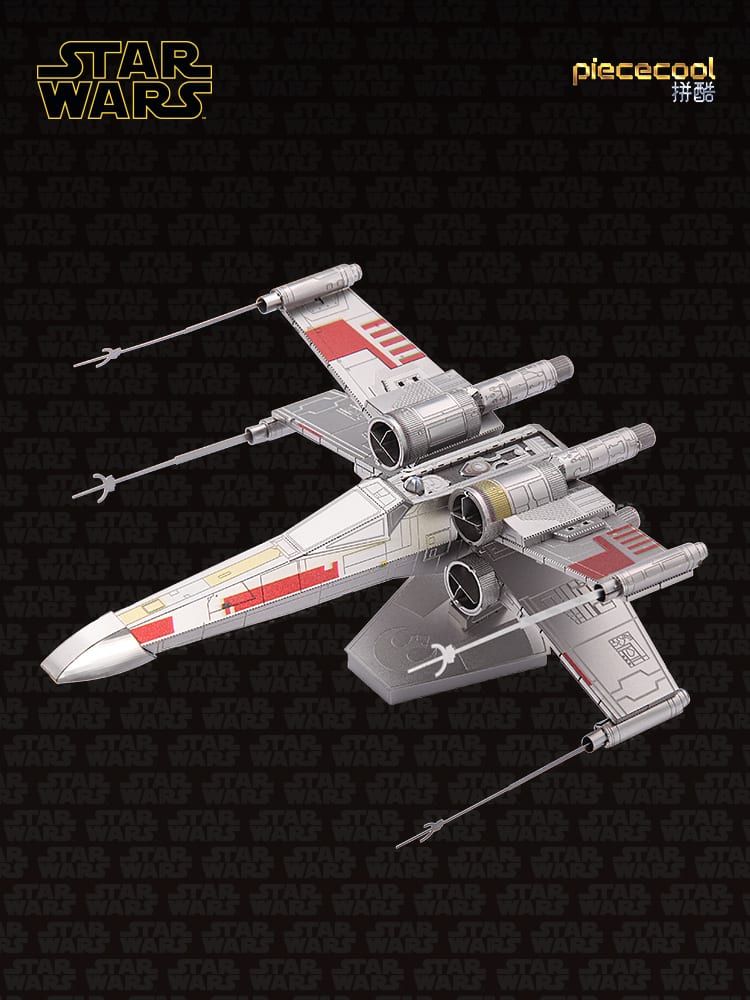 Mô hình kim loại lắp ráp 3D X-Wings Star Fighter (Chiến Đấu Cơ X-Wing) (Silver, Red) - Piececool MP873