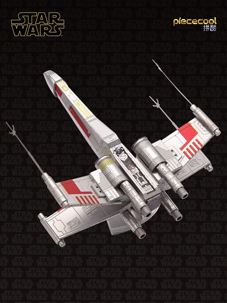 Mô hình kim loại lắp ráp 3D X-Wings Star Fighter (Chiến Đấu Cơ X-Wing) (Silver, Red) - Piececool MP873