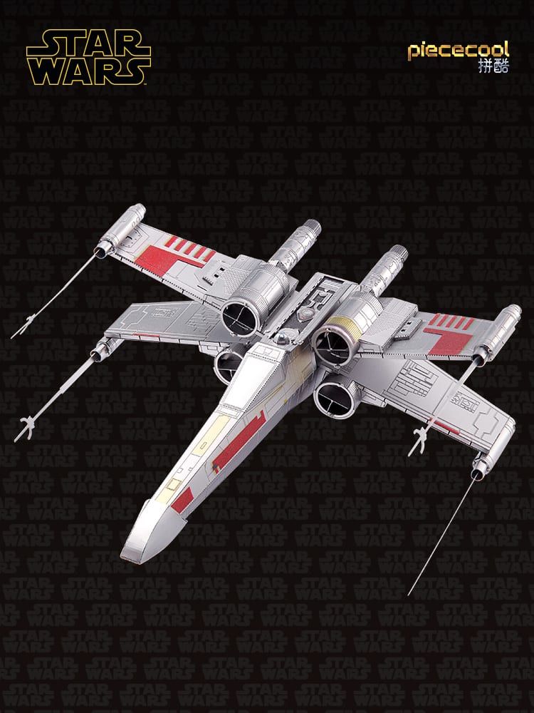 Mô hình kim loại lắp ráp 3D X-Wings Star Fighter (Chiến Đấu Cơ X-Wing) (Silver, Red) - Piececool MP873