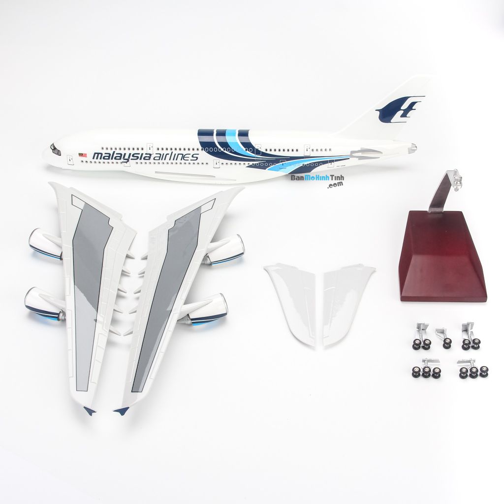 Mô hình máy bay Malaysia Airlines Airbus A380 47cm lắp ráp có đèn Everfly