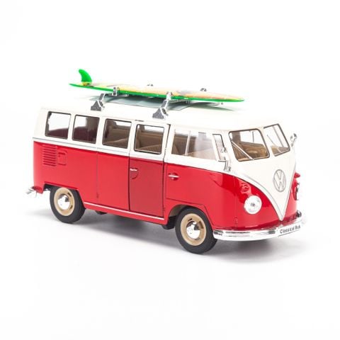 Mô hình xe Volkswagen T1 Bus (1963) With Surf Board 1:24 Welly- 22095