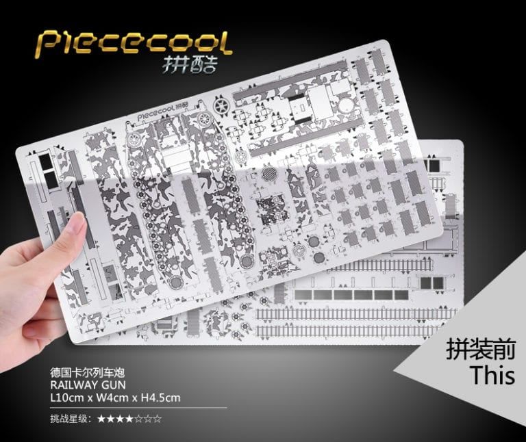 Mô hình kim loại lắp ráp 3D Siêu Đại Pháo Railway Gun (Silver) – Piececool MP087