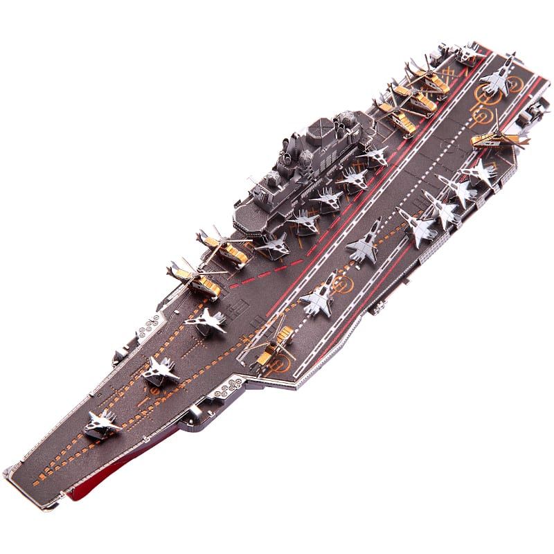 Mô hình kim loại lắp ráp 3D Hàng Không Mẫu Hạm CV-16 Plan Liaoning (Silver, Red, Brown) – Piececool MP794
