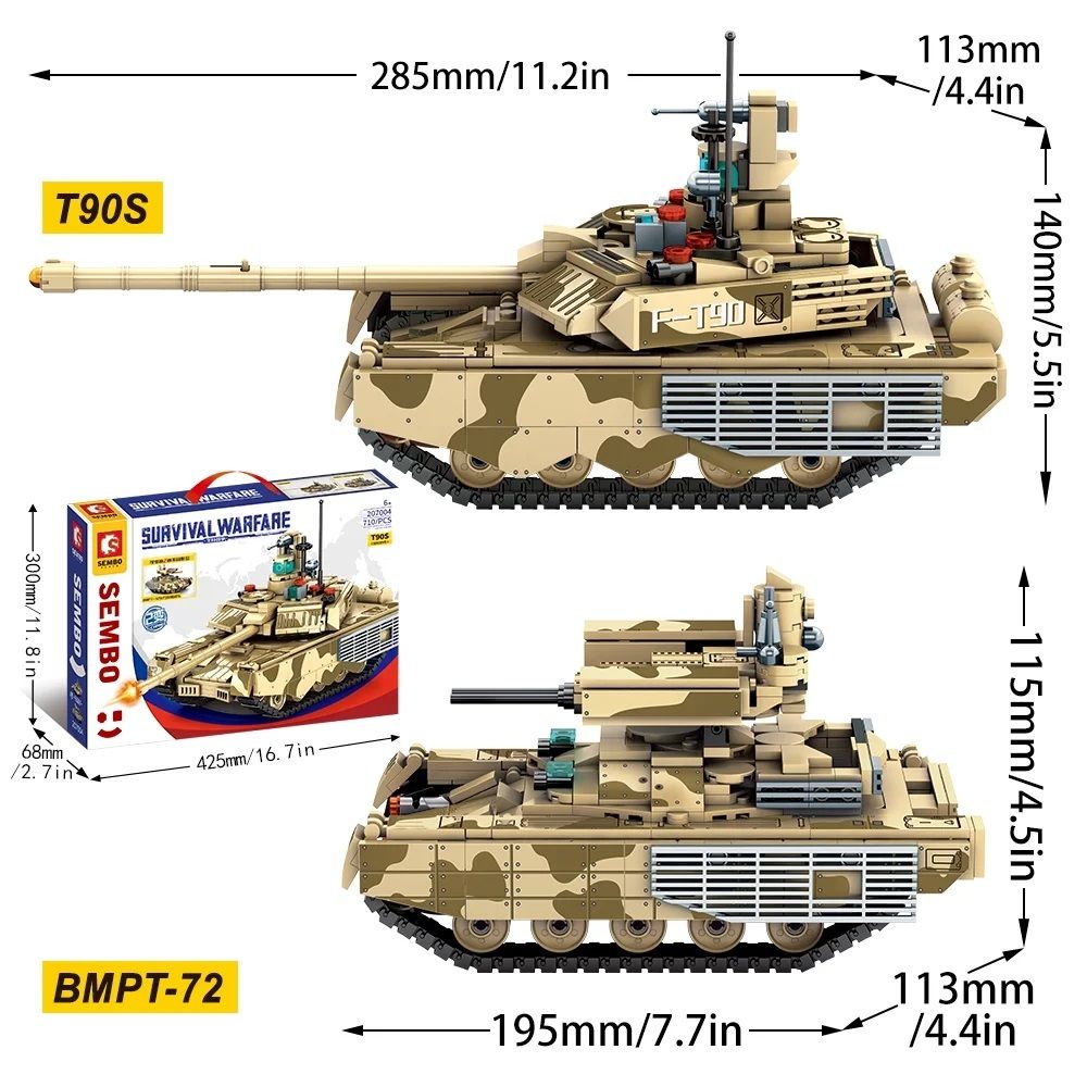 Mô hình đồ chơi lắp ráp xe tăng Survival War-T90S Tank Sembo