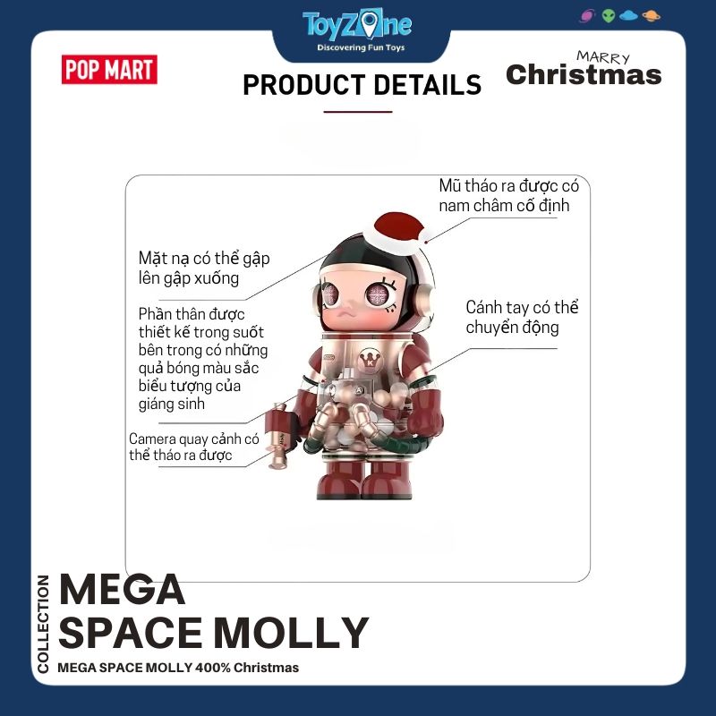 Mô hình đồ chơi Mega Space Molly 400% Christmas 2024 ( Molly Giáng Sinh 400% ) POP MART