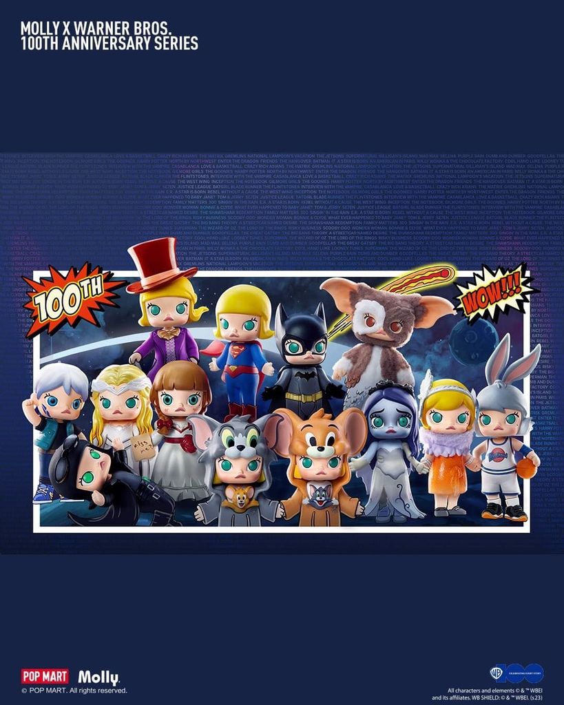 Mô hình đồ chơi Blind box Molly x Warner Bros.100th Anniversary Series (Phiên Bản Kỷ Niệm 100 Năm Warner Bros) POP MART