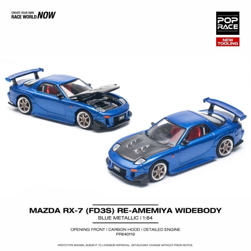 Mô hình xe Mazda RX-7 ( FD3S ) Re-Amemiya Widebody 1:64 POP RACE