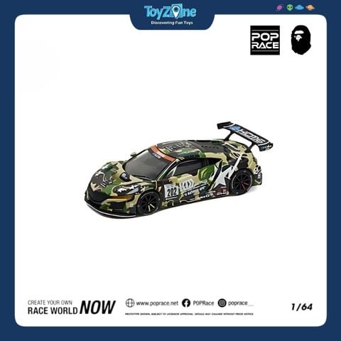 Mô hình xe NSX GT3 EVO22 KCMG BATHING APE 1:64 Pop Race X BAPE