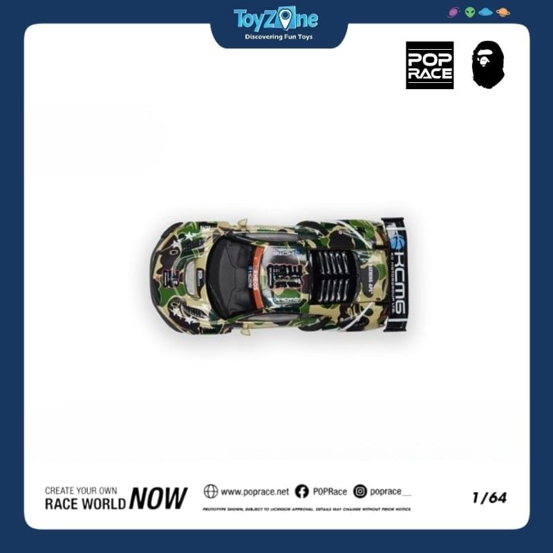 Mô hình xe NSX GT3 EVO22 KCMG BATHING APE 1:64 Pop Race X BAPE