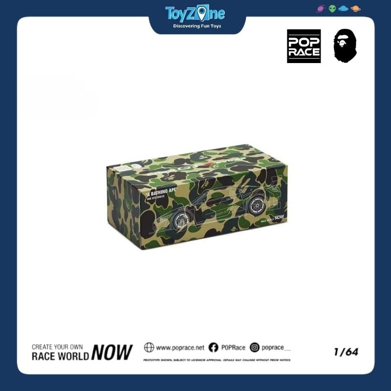 Mô hình xe NSX GT3 EVO22 KCMG BATHING APE 1:64 Pop Race X BAPE