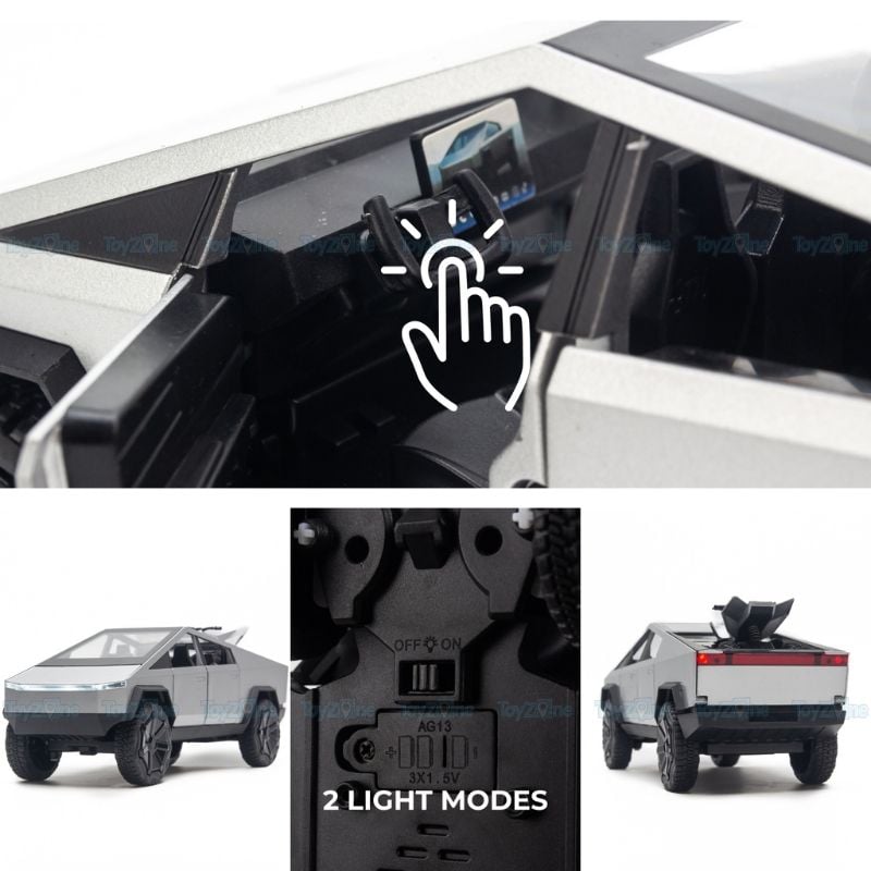 Mô hình xe Tesla Cyber Truck with motorbike 1:24 Chezhi